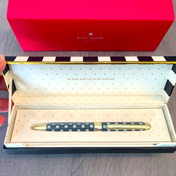New Kate Spade To-Do List Ball Point Pen. Black.